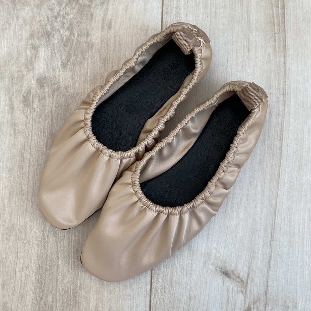 Rag & Bone Elly Ruched Satin Ballet Flat Golden Tan 7